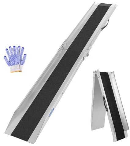 LIEKUMM 1 x 180 cm Auffahrrampe, 280 kg Tragkraft Klappbar Stahl Motorrad Rampe, Auffahrrampe für Anhänger, ATV, Motorrad, Fahrrad, PKW, Verladerampe für Anhänger