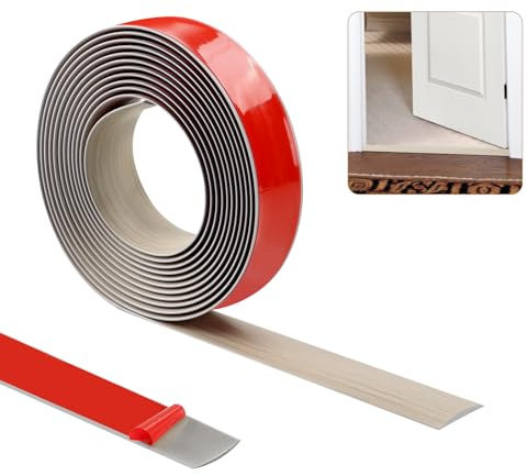 500cm×5cm Threshold Strip,Carpet Door Trim Stripstrips, Floor Transition Strips, Self Adhesive Floor Door Divider Strip, Flat Laminate Profile Flooring Edge Trim Strip(Grey Wood Grain)