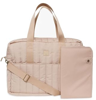 Jollein Wickeltasche Puffed Moos - Biscuit - Wasserabweisend - Kinderwagentasche - Babytasche Multifunktional - Hellbraun