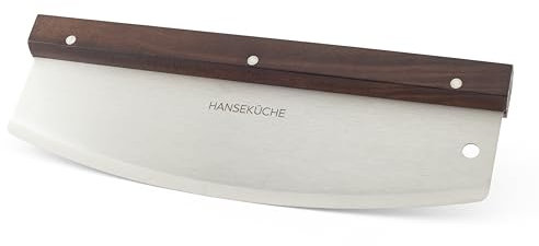 Hanseküche Pizzaschneider - 32cm Edelstahl Klinge - Stilvoller Griff aus Akazienholz, Pizza Schneidemesser, Pizzamesser mit Klingenschutz