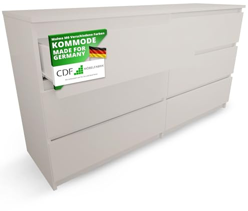 CDF Byrå Malwa M6 140 | Färg: kashmir (beige) | skåp för dokument, små föremål | Perfekt för vardagsrum, sovrum, barnrum, ungdomsrum och kontor | 6 rymliga lådor