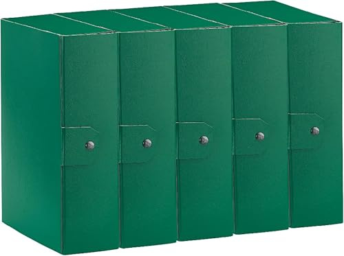 Esselte C30 EUROBOX Cartella Progetti per l'archiviazione, chiusura con bottone, 25 x 35 cm, Dorso 10 cm, Verde, Confezione da 5 pz, 390330180