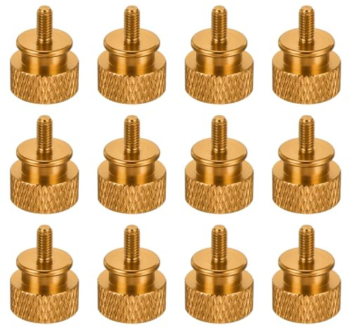 QUARKZMAN 12 Stück M3x6mm gerändelte Daumenschraube Aluminiumlegierung Gold | Computergehäuse Gewindeschrauben, für PC-Gehäuse