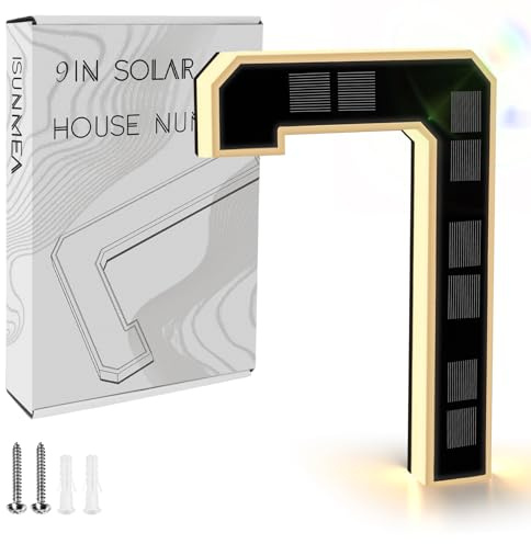 ISUNMEA 9 Inch Solar Lighted House Numbers for Outside, Light Up Waterproof LED Address Numbers Signs for Houses, Large Personalized Illuminated Exterior Modern House Numbers Light (7-Black, 9IN)