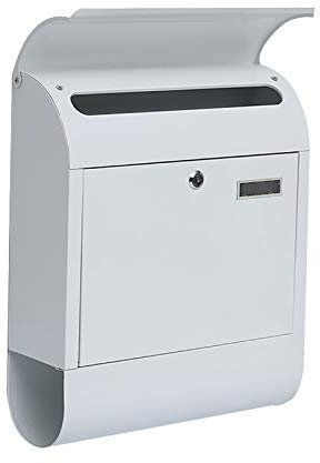 CAFIEDR Outdoor Lockable Postbox/Letterbox with 2 Keys - Built-in Magazine & Newspaper Slot and Viewing Windows - White
