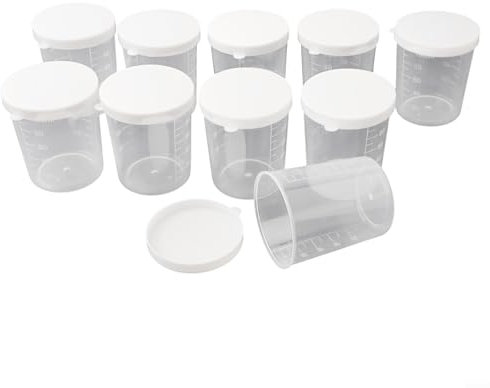Gdfnmogo 10Pcs 100ml Medicine Measuring Measure Cups,Clear Plastic Jug Cup,Container Baking Beaker Transparent Graduated Liquid Holder