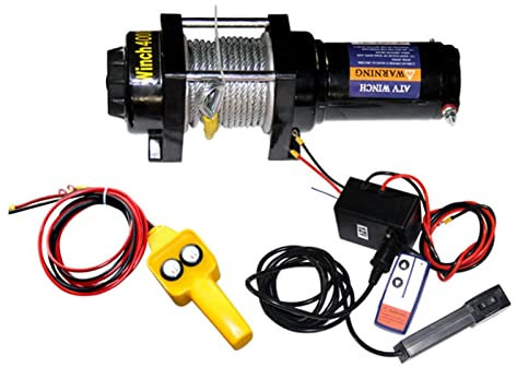 IUBGFTO Verricello Elettrico per Auto 12v24v Verricello per Auto Fuoristrada Verricello Elettrico per trazione (3000 libbre 24 V)