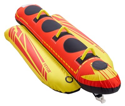 VEVOR Fun Tube Set, Aufblasbare Schleppboote für 1–3 Personen, 231 kg Wassersport-Schleppschlauch mit vollständiger Nylonhülle, gepolsterten Griffen und Geschwindigkeits-Sicherheitsventil