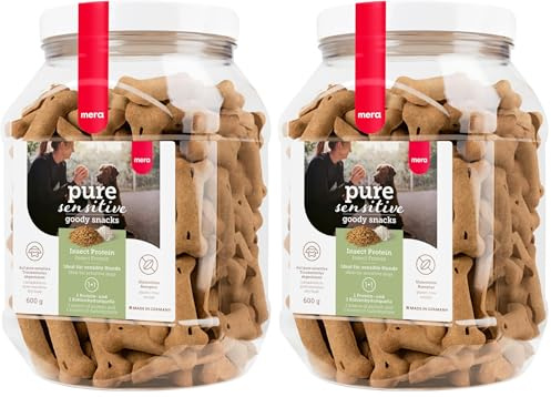 MERA Pure Sensitive Goody Snack Insect (600g), gesunde Leckerlis für Sensible Hunde, Hundeleckerli aus Insekten-Protein und Reis, Hundesnack glutenfrei für Training und Belohnung (Packung mit 2)