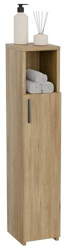 ComfortCove Mueble de baño Alto y Estrecho, Mueble Auxiliar baño, Mueble Una estantería Ideal también para el salón y la Cocina, Columna de Almacenamiento, Roble