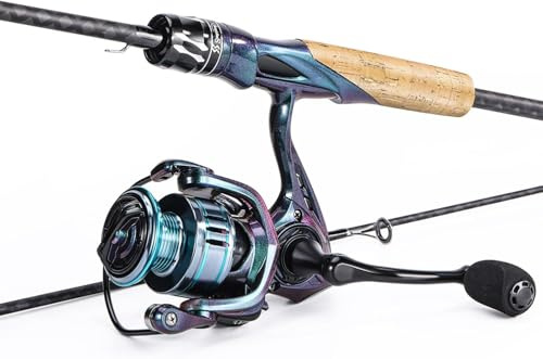 Yun Nong Chamäleon Reise-Angelrute und -Rolle, 2-teilig, ultraleichte Spinnrute mit Hochleistungsrolle, Salzwasser- und Süßwasser-Angelausrüstungs-Set für Angler