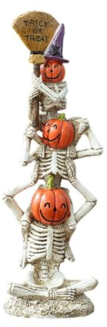 F Fityle Statua di Zucca Scheletro di Halloween, Collezione di Decorazioni di Halloween, Scultura Ornamentale in Resina per Decorazioni da scrivania per Feste