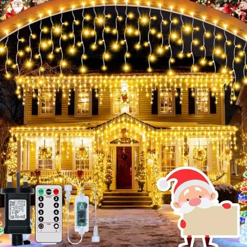 GCMacau Cortina Luces Navidad Exterior,20m+5m 660LED Cascada de Luces Navideñas con Mando a Distancia Temporizador 8 Modos, IP65 Impermeable Luci di Natale para Navidad, Ventana, Balcón, Bar, Boda