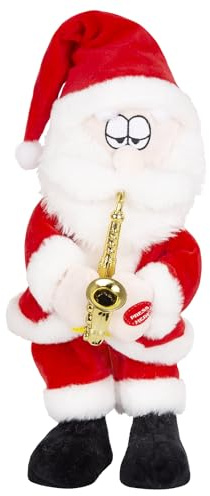 SKOOLOVE Elektrischer Weihnachtsmann mit Gesang und Saxophon für Weihnachtsspielzeug und als Innendekoration