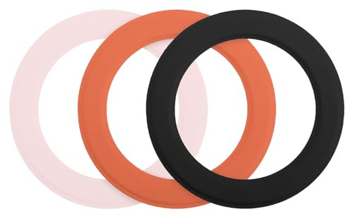 sourcing map Magnetic Sticker Ring, 3 Pcs Universal Magnetic Adapter Ring Leather Magnet Wireless Charging Conversion Kit for Mobile Phone Case Wireless Charger, Black/Orange/Pink
