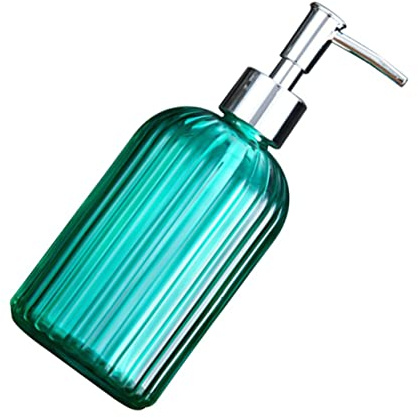 GLEAVI Dispensador De Jabón De Vidrio Bomba De Prensa 440 Ml, Botella para Champú y Loción, Color Verde, Adecuado para Baño y Viaje, Recargable y Multifuncional