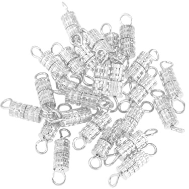 VINTORKY 20pcs Copper Barrel Screw Clasp Set for Necklace and Bracelet DIY Jewelry Making Accessories Silver Tone 15x4mm Sturdy Connectors for Crafting Jewelry