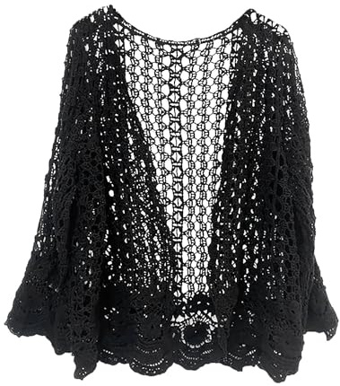 Chaqueta de punto para mujer, cárdigan para hombre, suéter de verano de manga larga, cárdigan de punto hueco de ganchillo con flores, revestimiento frontal abierto de malla ondulada, abrigo de playa
