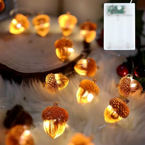 Guirnalda de Luces Otoñales de Bellotas, 3 Metros 30 LED Luces de Bellotas, Luce Otoño Decoracion para Interiores y Exteriores Fiestas de Otoño, Halloween, Acción de Gracias, Cosecha de Otoñales