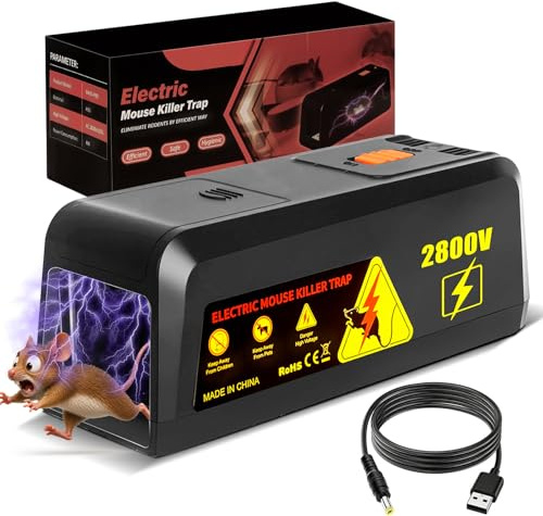 Rattenfalle Elektrisch 2800V,Hochspannungs Elektrische Mausefalle,Rattenfallen Schlagfallen,Elektrischer Mausfänger,Schmerzloser Elektronische Schlagfalle