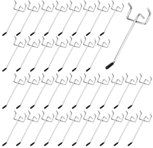 WENLISELL 100 PCS 10cm Pegboard Hooks, 32mm Hole Metal Pegboard Hook | Protective Cover, Single Panel Display Hooks, For Retail Store, Garage, Supermarket