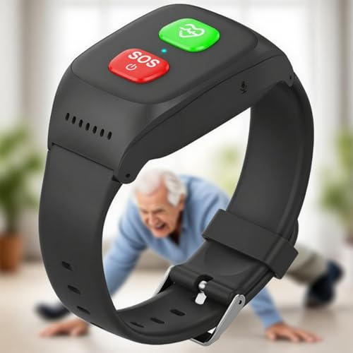 Braccialetto di posizionamento GPS di emergenza per anziani con pulsante SOS, rilevamento di cadute, chiamate vocali 4G impermeabile, ideale per anziani, pazienti e caregiver