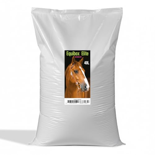 Générique Equibox Elite® - Litière granulés de Roseau Miscanthus pour Chevaux, Naturelle, 100% Végétale, Biodégradable, 40 litres (Sac unitaire)