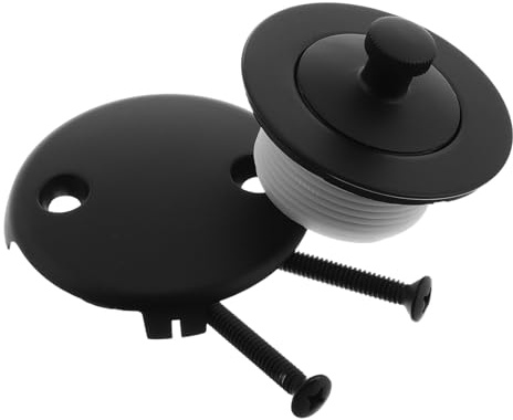 SHOWERORO Universal Bathtub Drain Stopper with Push Button Hair Catcher, Anti-Odor Tub Drain Plug Replacement for Bathtub and Wash Basin, Black Finish, Suitable for Bathroom Accessories