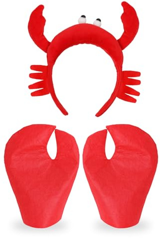 Dacnod Crab Costume Accessories Set with Headband Claw Gloves Lobster Costume for Carnival Halloween Christmas Easter Party Decoration