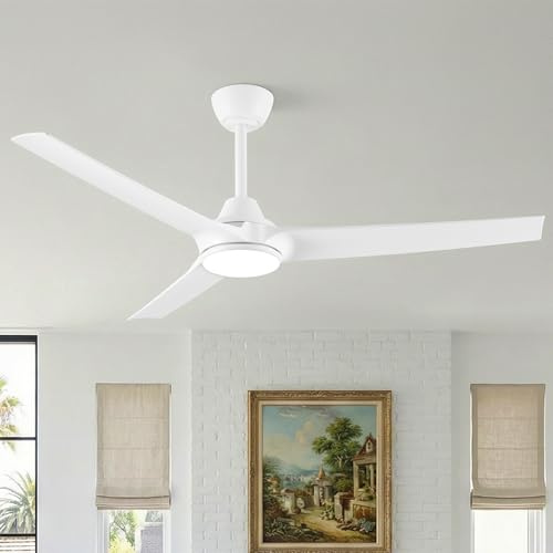Parrot Uncle Ventilador De Techo Con Luz 132cm, 3 Temperaturas De Color, 6 Velocidades, Temporizador, Función Verano/Invierno, Mando a Distancia, Silencioso, Arael Dormitorio,Blanco