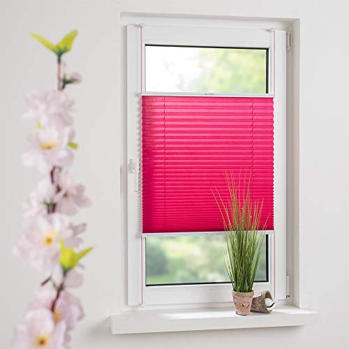 Liedeco® Plissee verspannt mit Klemmträger / 100 x 150 cm red Magnolia (rot) (Breite x Höhe) / lichtdurchlässig Blickdicht und stufenlos verstellbar/leichte Innen-Montage ohne Bohren