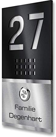 Metzler Edelstahl Türklingel direkt vom Hersteller inkl. Gravur-Service LED Klingeltaster V2A, Klingelplatte, Geschenkidee, Klingelschild - Maße: 110 x 200 mm