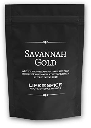 Life of Spice Savannah Gold BBQ Rub | All Purpose American Spice for Chicken, Fish and Veg | 60g Pack with Recipe Card | Garlic, Mustard and Black Pepper | Stunning BBQ Spice Rub from Georgia