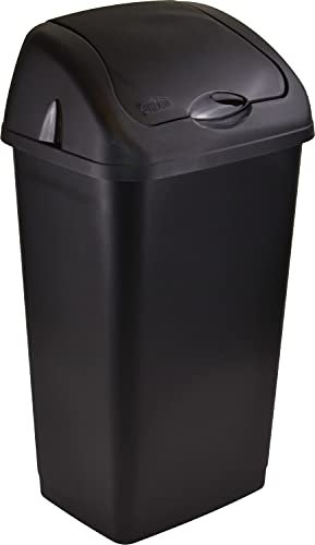 Sterling Ventures 60 Litres Premium Plastic Swing Bin for Home and Kitchen Rubbish Waste (Black)