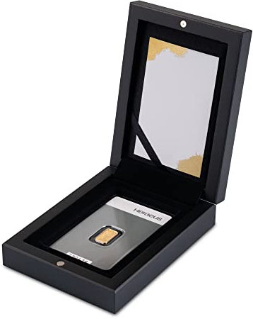 Goldbarren 1g Heraeus im edlen Geschenk-Etui mit Grußkarte - Schwarz - Feingold 999,9 (1g Gold)