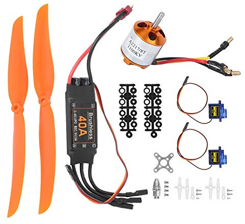 Kit RC Avión, Motor sin Escobillas 1100KV 40A ESC, Componentes RC Aeronáuticos, SG90 9G Servo, 1060 Hélice for Profesionales, Hobbyistas, Modelismo Aeronáutico, Drones, Aviones RC