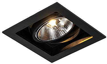 Qazqa Einbaustrahler, Einbauleuchte - Artemis - Schwarz, max. 50W, Geeignet für LED, 18cm, Quadratisch, Ideal als Flur, Küche lampe und Schlafzimmerlampe