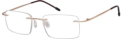Eyekepper Randlos Lesebrille Herren Lesehilfe Rechteck Sehhilfe Gold +2.00 | Metalllupe für Herren, rahmenlose Lesebrille, leicht, kratzfest und bequem