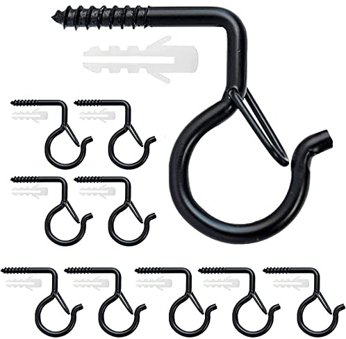 Anvin Q-Hanger Wall Mount Hanging Hooks Easy Release Screw Wire Wall Plant Hooks Home Christmas Light Hook with Safety Buckle for String Lights Plant Bracket New Year Party Outside Decoration