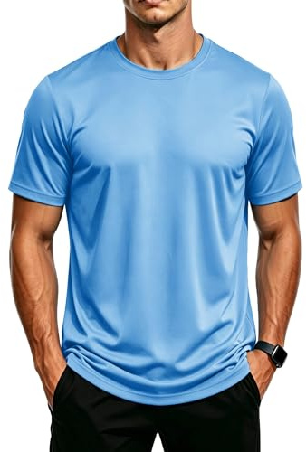 MAGCOMSEN Herr UV-skydd sportskjorta UPF 50+ snabbtorkande andningsaktiv Rashguard T-shirt simning fiske surfing, blå, XXL