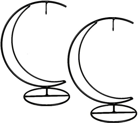 Eidoct Ornament Display Stand, Moon Shaped Iron Hanging Stand Rack Holder for Home Wedding Decoration, Hanging Glass Globe and Witch Ball(Without Glass Bottle) (2)