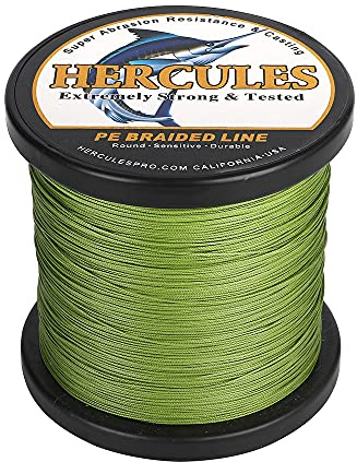 HERCULES Braided Fishing Line 12 Strands, 100-2000m 109-2196 Yards Braid Fish Line, 10lbs-420lbs Test PE Lines for Saltwater Freshwater - Army Green, 150lbs, 100m