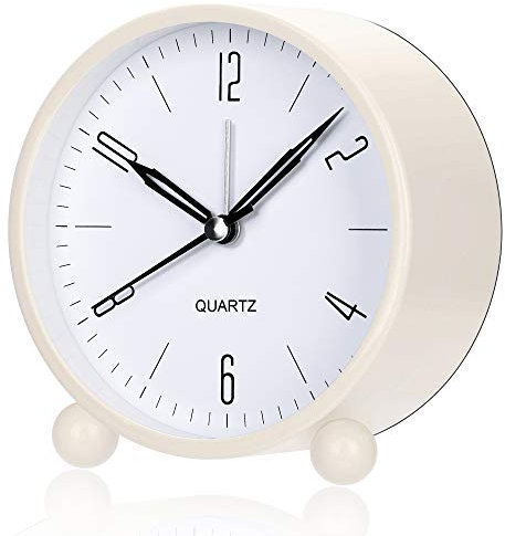 Jisile Reloj Despertador analógico sin Tic-TAC, Reloj Despertador para niños, Esfera Grande de 4 Pulgadas con luz Nocturna, Reloj Despertador analógico de Cuarzo con Alarma Fuerte