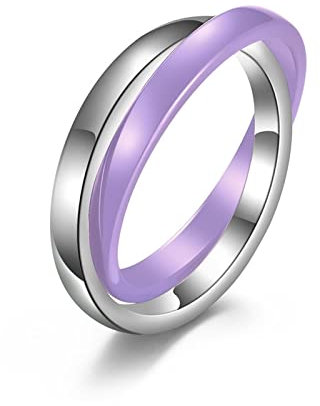 Wycian Verlobungsring Paar Herren, Ringe Frauen Lila Doppelring Doppelring Größe 8 Edelstahlbandring para Jubiläum Geburtstag