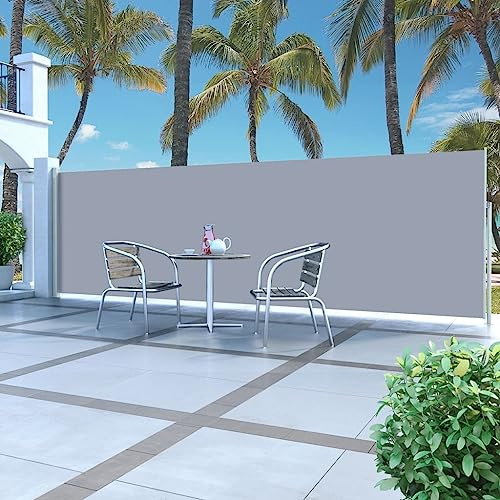 WIFESE Toldo Lateral Retráctil 160x500 cm Gris Toldo Horizontal Exterior Cortavientos Separador Terraza Exterior Toldo para Patio Balcón Jardín Elegante Y Sencillo