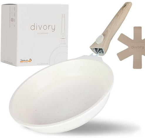 DIVORY Small Frying pan 20cm I Removable Handle, Induction, Coated, Aluminium - Mini Frying pan + pan Protector - Induction Frying pan