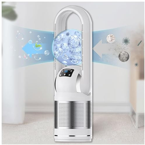 JUNZAI Ventilador Sin Aspas Con Control Remoto Pantalla Led Ventilador de torre Silencioso 3 Modos 8 Velocidades Ventilador Silencioso Para Dormir Oscilación 80° Temporizador 8H