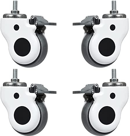 Ruote girevoli Ruote silenziose Ruote girevoli in gomma da 4 pollici Set di 4, Rotella girevole per mobili, Rotelle per carichi pesanti con freno, per apparecchiature mediche/lettino, (M12/M