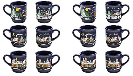 Lentz Lot de 6 tasses à vin chaud pour enfant - 3 motifs différents - En céramique - Environ 0,2 l