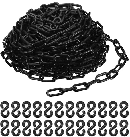PATIKIL Plastik-Kettenglieder, 100 Fuß 2 Sicherheitsbarriere-Kette Schwarz für Personenkontrolle, Warteschlange, Parkplatz, Zaun, Tor, Konzert, Baustelle und Dekoration